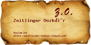 Zeitlinger Oszkár névjegykártya
